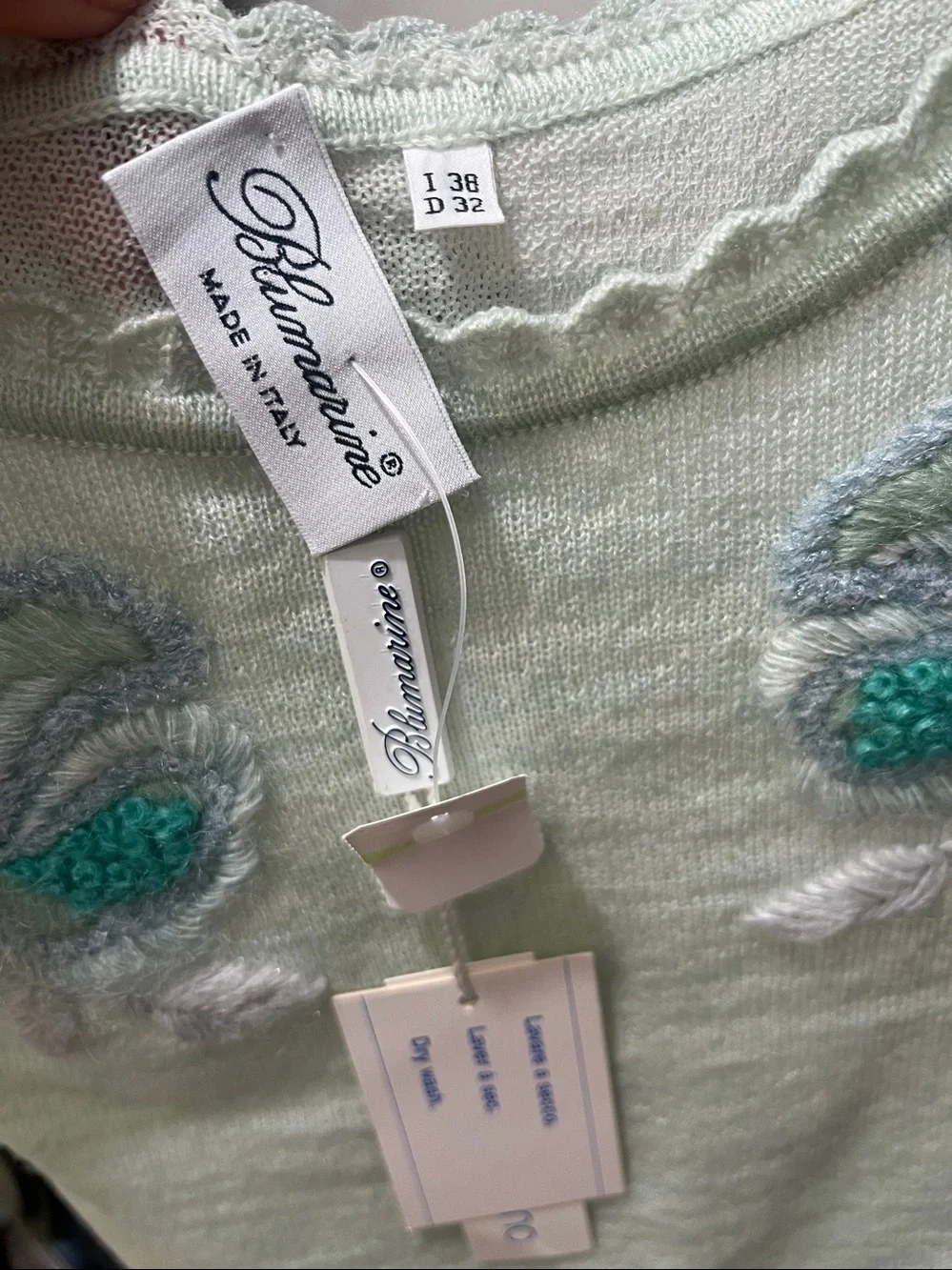 Blumarine wool Mint Floral Embroidered  Tank Top XS - Picture 8 of 12